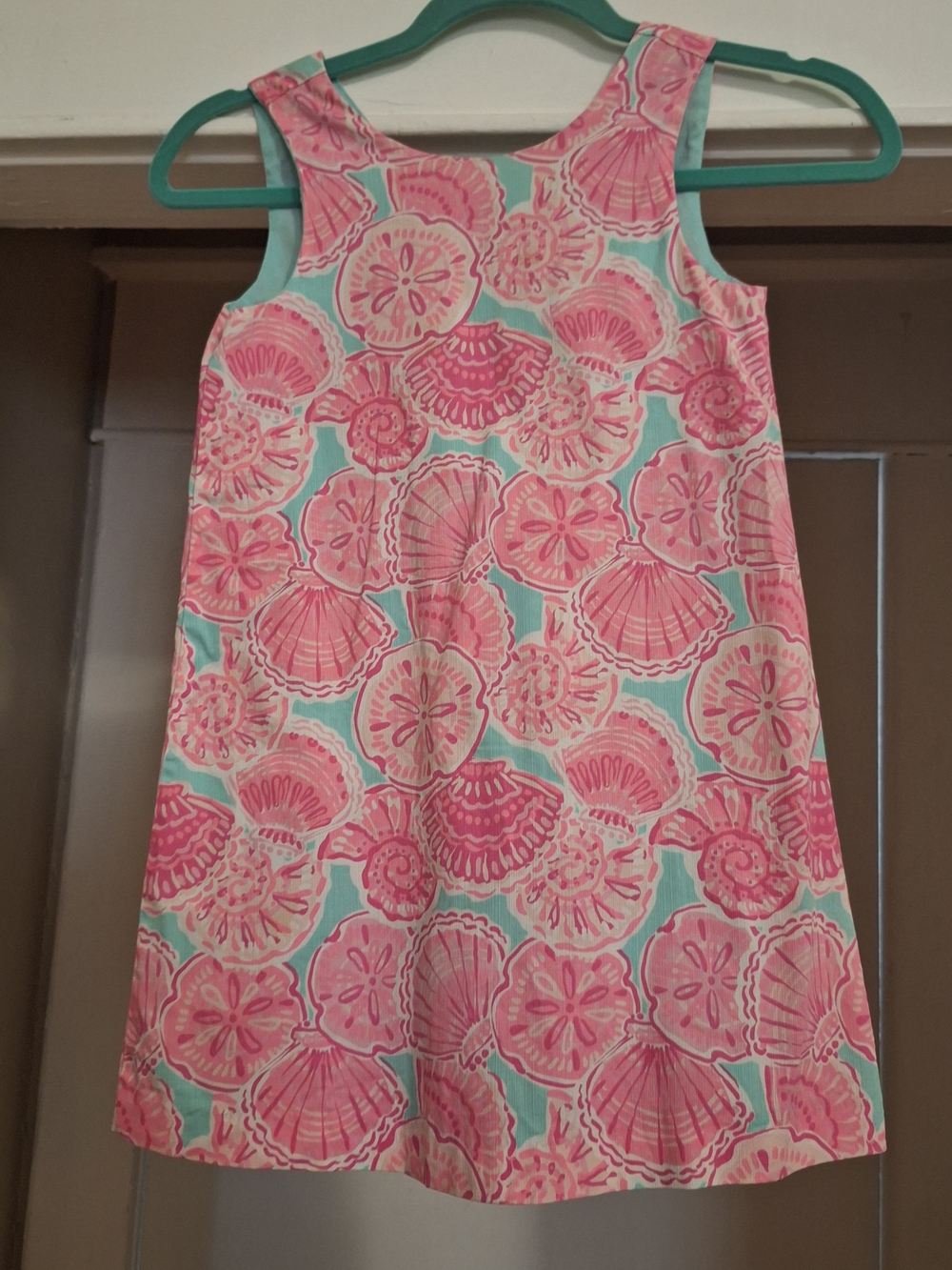 Tommy Bahama Pink Seashell Print A-Line Dress with Aqua Accents